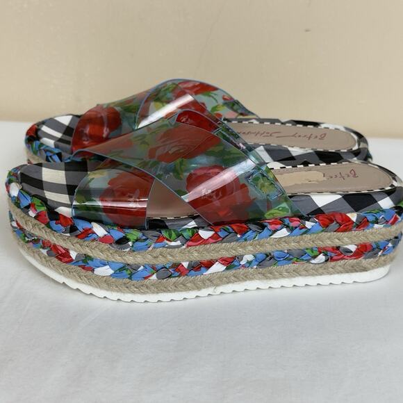 Betsey Johnson Selah Platform Sandals US 5/5.5 approx Floral Transparent Straps - Picture 2 of 12